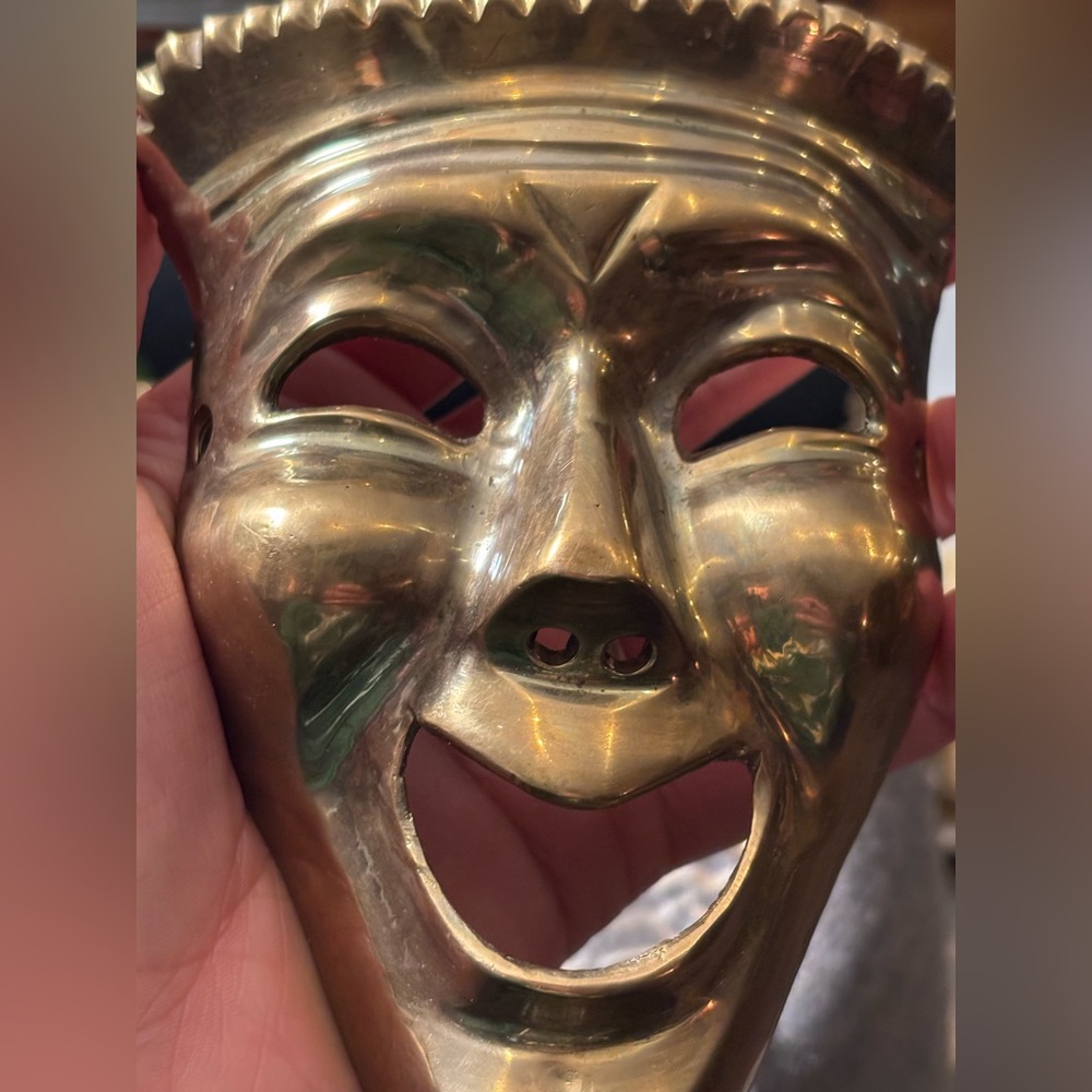 Antique-Style Brass Mask Sculpture Botanical Wall Art 4 Vines, Florals & Altars